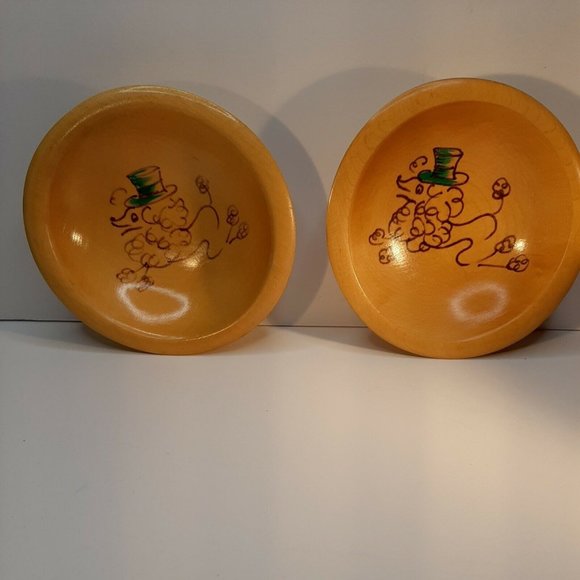 Munising Poodles Hand Painted Wooden Salad Bowls 6 Vintage Delightful TopHat EUC - Picture 4 of 12